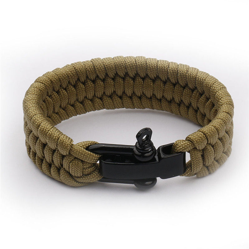 m-d 宽版手绳户外登山伞绳手链金属扣可调节男女编织手环七芯野营