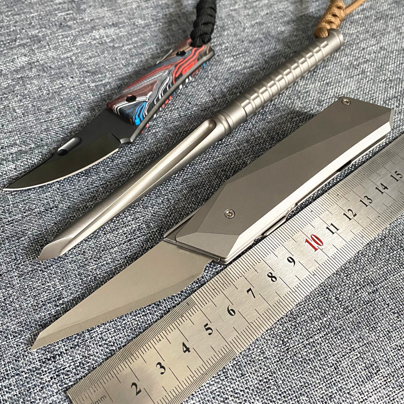 钛合金裁纸刀雕刻美工刀小折刀快开折叠高硬度山特维克14C28N刀刃