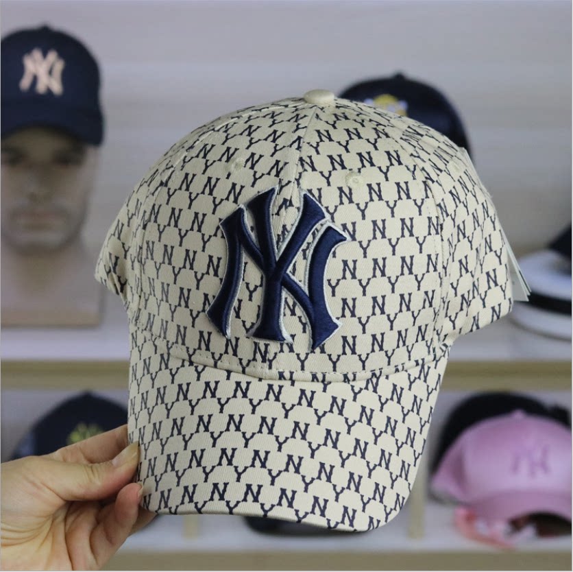 新款mlb棒球帽ny洋基队男女春秋满印鸭舌帽情侣运动帽
