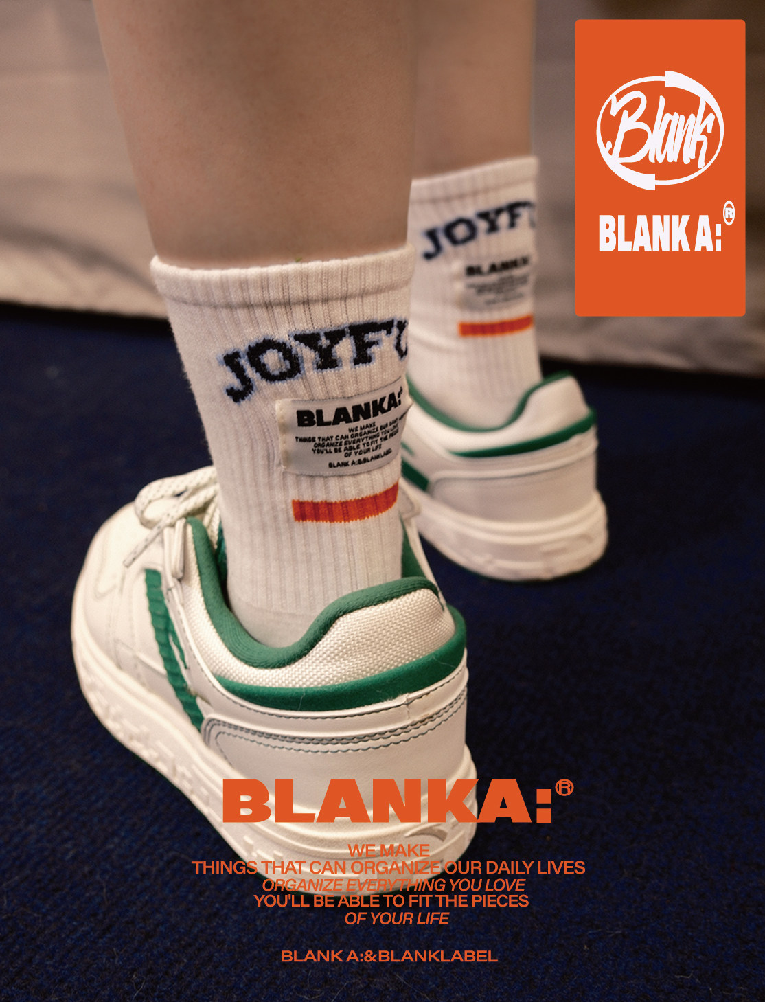 blankretro运动拼色冬日混色短袜运动鞋百搭棉袜中筒袜