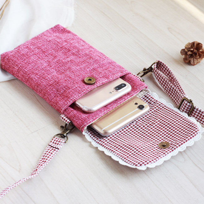 手机新款包女斜挎2022夏天简约布艺百搭迷你手机包