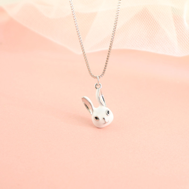 纯银小白兔项链ins可爱创意生肖兔子吊坠小众项链