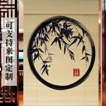 竹帘帘子印花卷帘隔断家用山水墨画窗帘遮阳阳光卷帘
