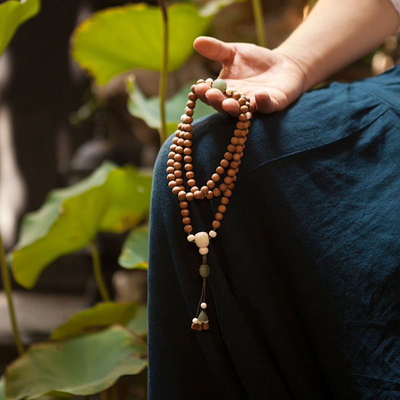 观照手作108颗老山佛珠手串简约儒雅文艺气质佛珠