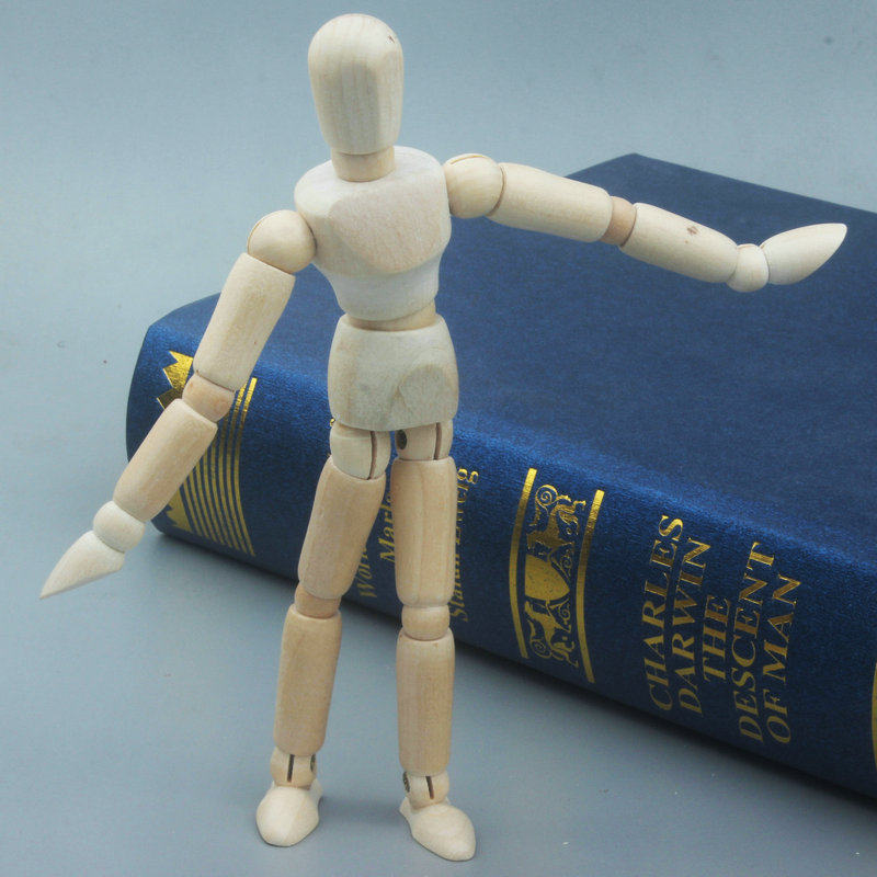 45寸木头人13cm静态摆设木偶人家居厨窗摆件小木人素描