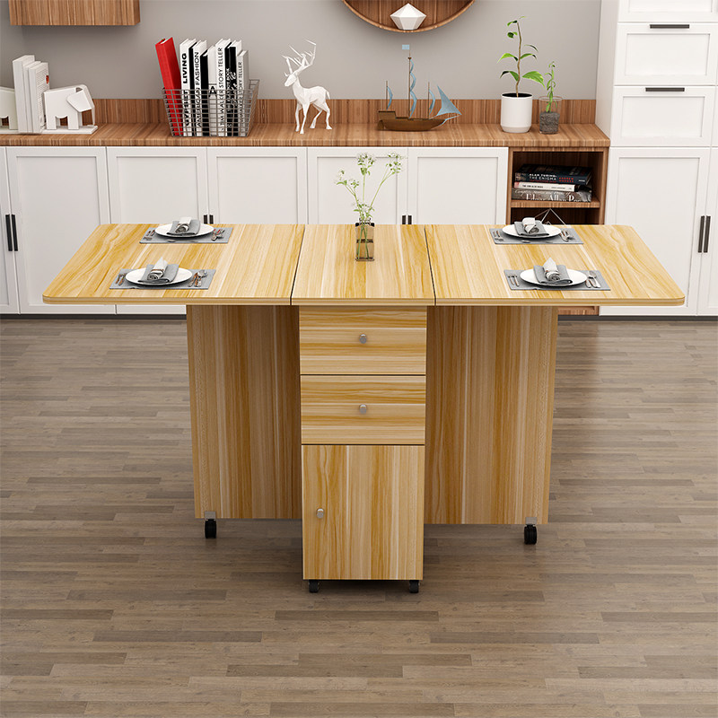 折叠餐桌家用小户型4人经济型储物长方形可移动吃饭桌子折叠桌