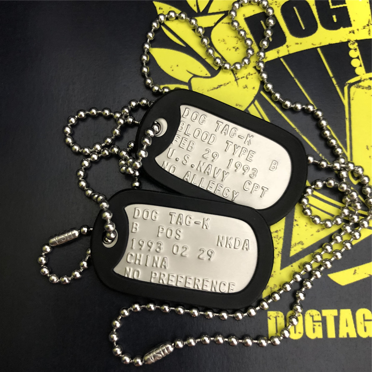 美国原版进口冲压现役美军凸版身份牌军牌不锈钢狗牌dogtag士兵潮