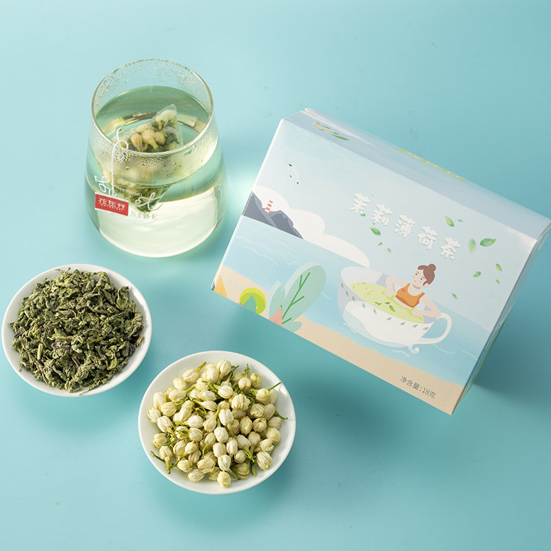 茉莉薄荷茶小包装三清提神茶包组合学生口臭代用