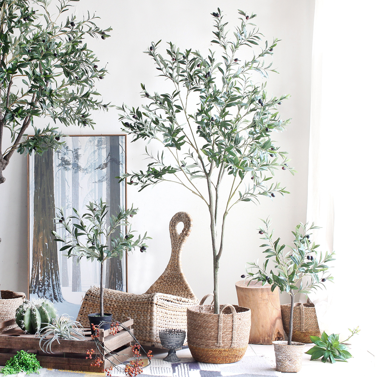 西西里ins北欧仿真绿植盆栽橄榄树落地大型植物仿真植物盆景