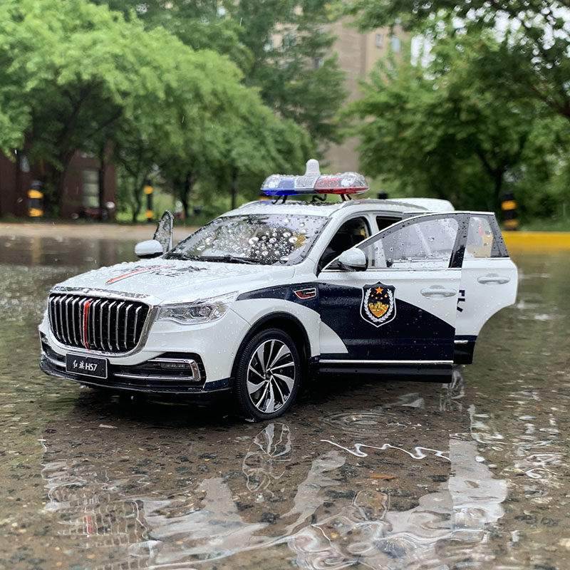 国产原厂车模红旗hs7警车suv公安车模