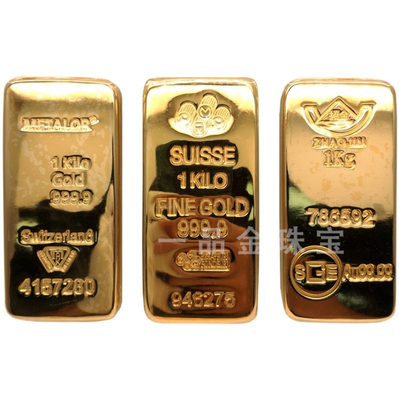 瑞士金条仿真1000克金砖实心纯铜足金银行样品投资贵金属