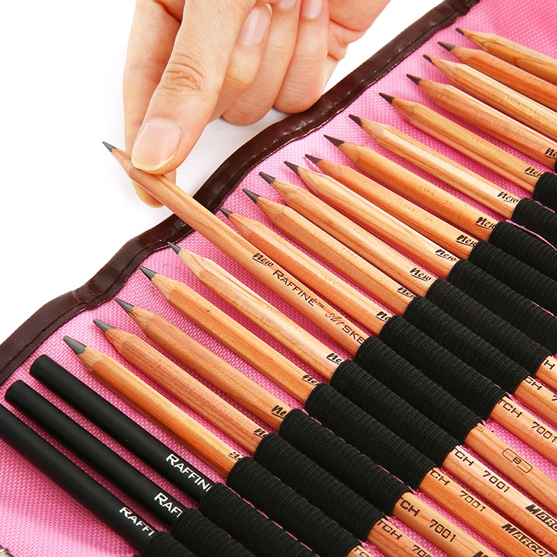 三年二班马可初学素描套装 专业美术绘画素描工具铅笔笔帘8件套q