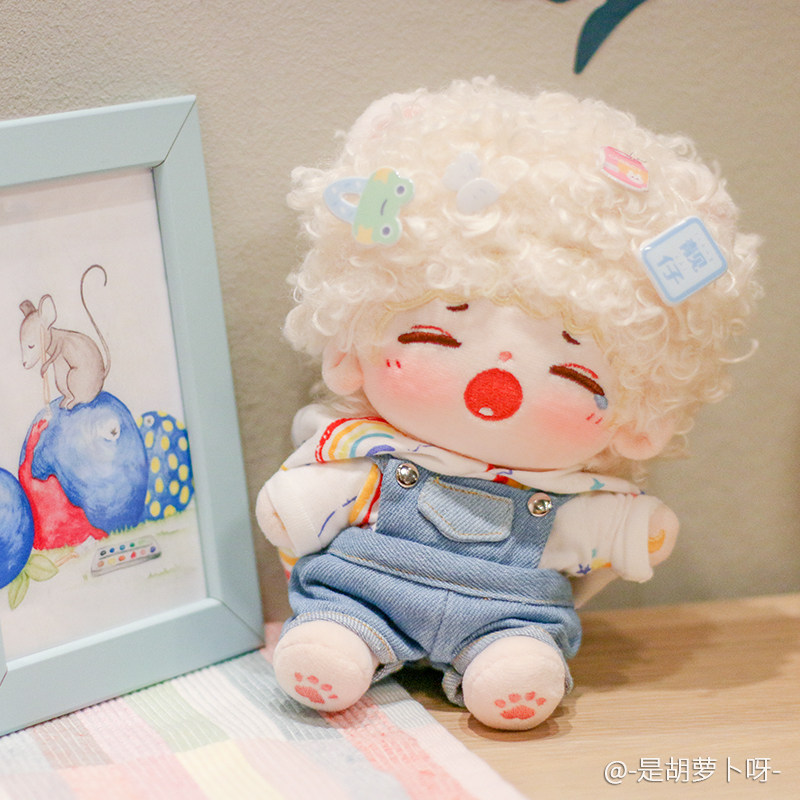棉花娃娃现货属性20cm厘米牛仔背带牛仔裤短裤bjd娃娃