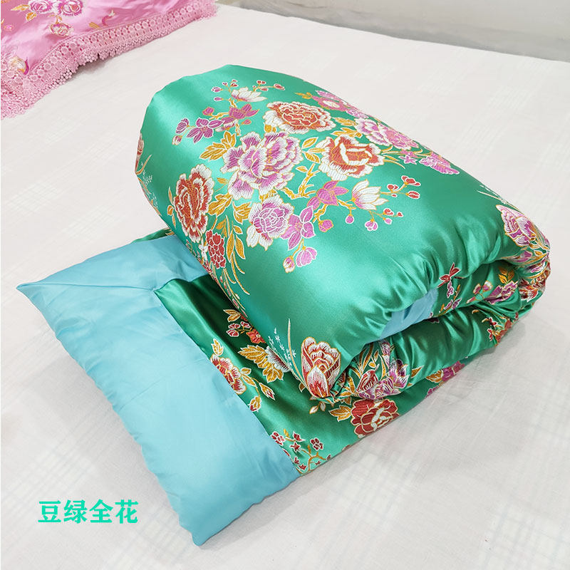 被子老式丝绸绸缎棉被传统锦缎被套手工棉花被子