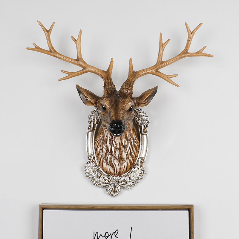 北欧招财鹿头装饰壁挂客厅玄关电视背景墙挂饰动物发财鹿挂件