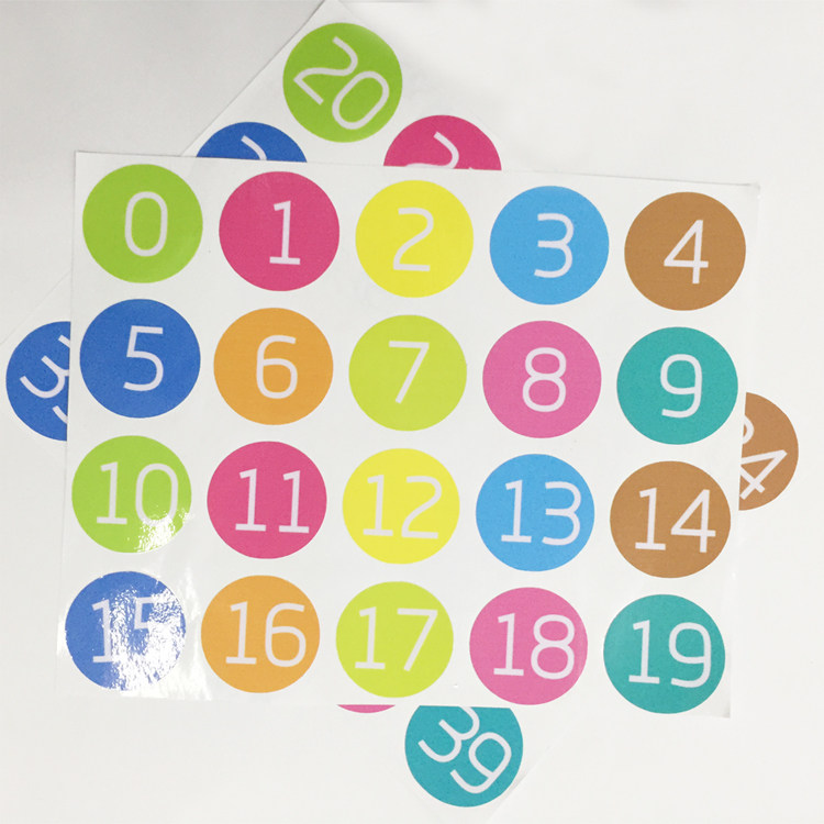 幼儿园座位卡通可爱数字贴纸食堂课桌圆形号码贴墙贴防水编号定制