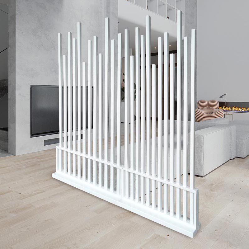 现代创意实木屏风隔断办公田园原木木条格栅座屏