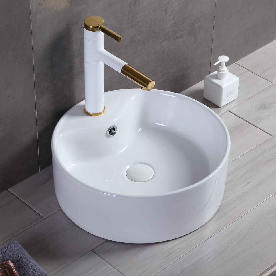 圆形台上洗手盆简易阳台洗脸盆面盆家用卫生间陶瓷台上盆