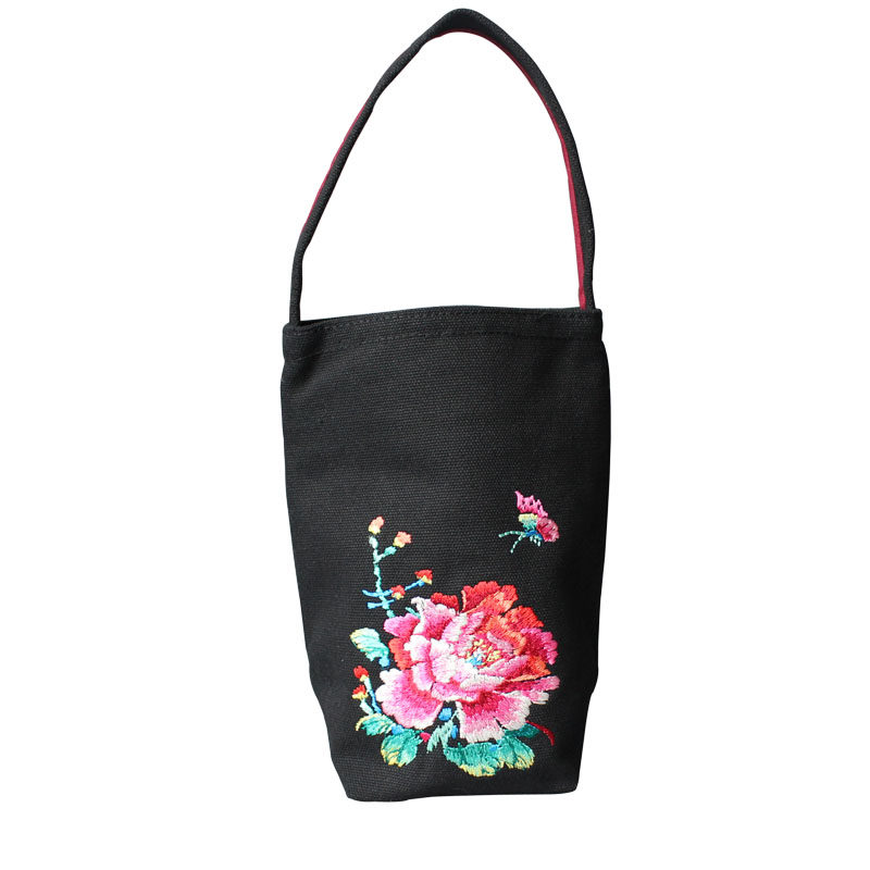包邮2021夏季新品民族风绣花帆布手提包逛街休闲立体水桶化妆女包