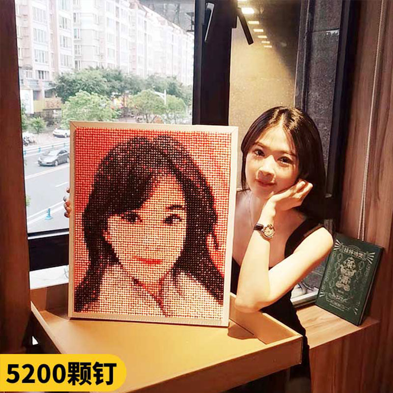 纸间道图钉画钉子画送女友定制创意生日礼物