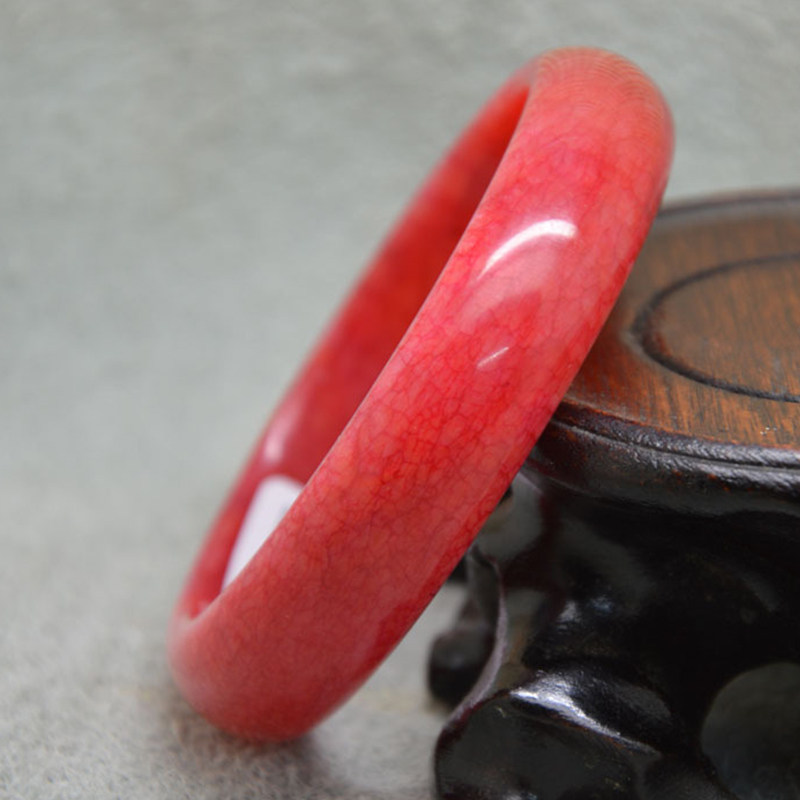 天然鸡血玉手镯女士款岫玉本命年红玉镯子凤血镯子玉石送女友礼物