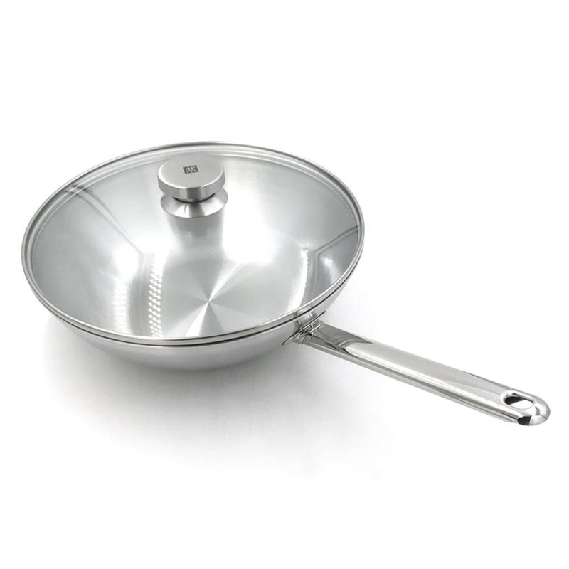 德国进口双立人单柄不锈钢炒锅30cm无涂层物理不粘少油烟40998