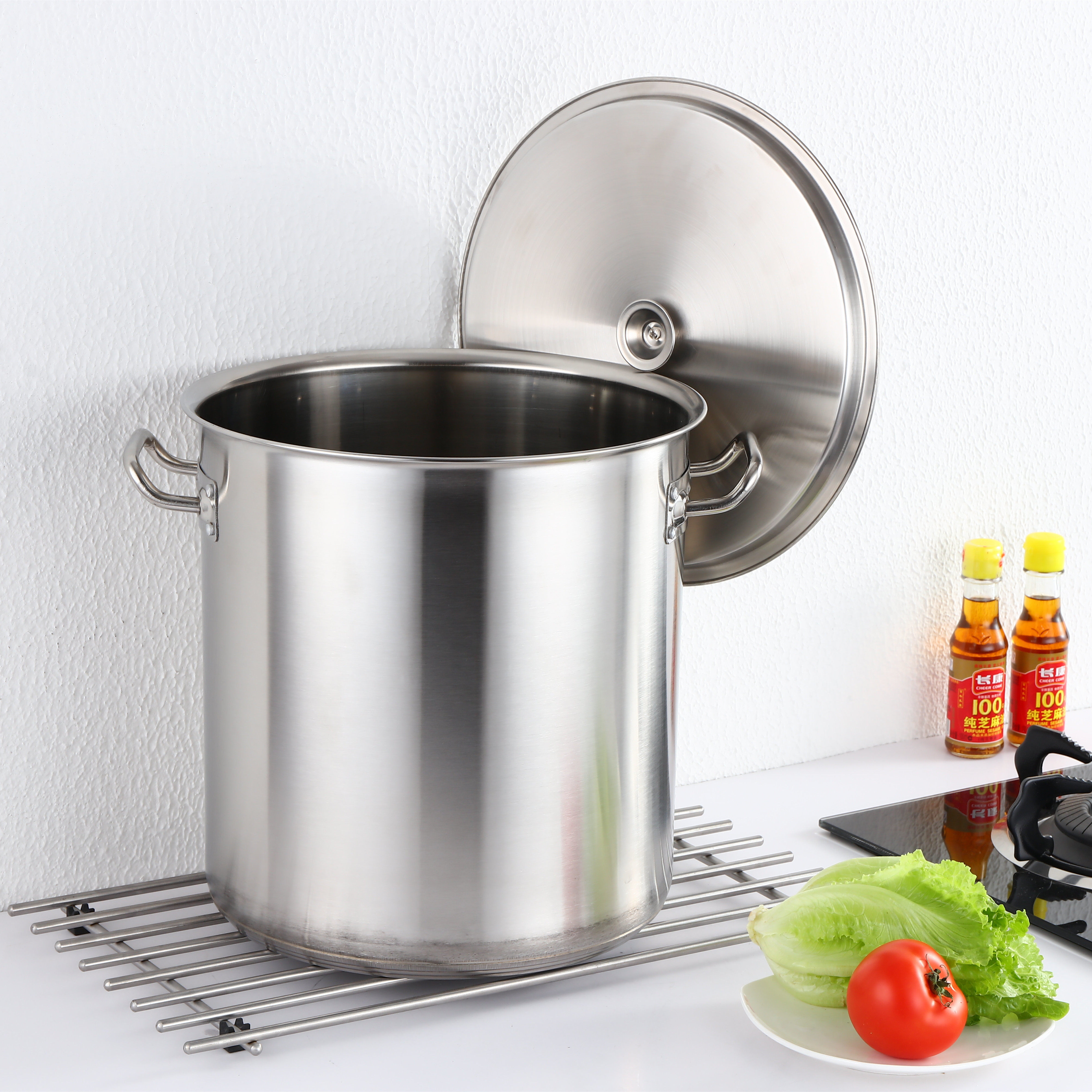 加厚复底不锈钢汤桶带盖酒店厨房商用复合底桶汤锅