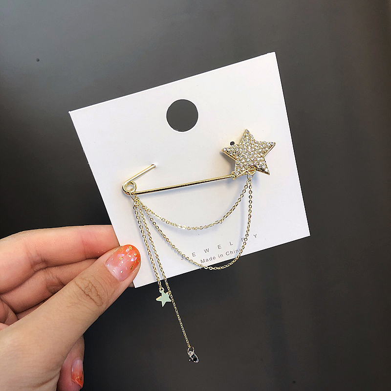 五角星胸针ins时尚个性别针装饰链条创意百搭胸针