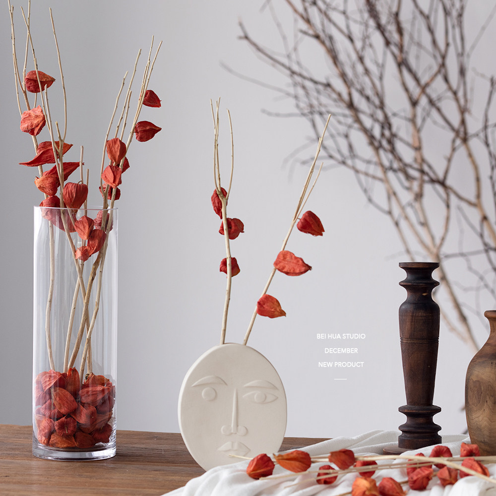 ins灯笼果手工干花花束红色新年年春节装饰花瓶干花