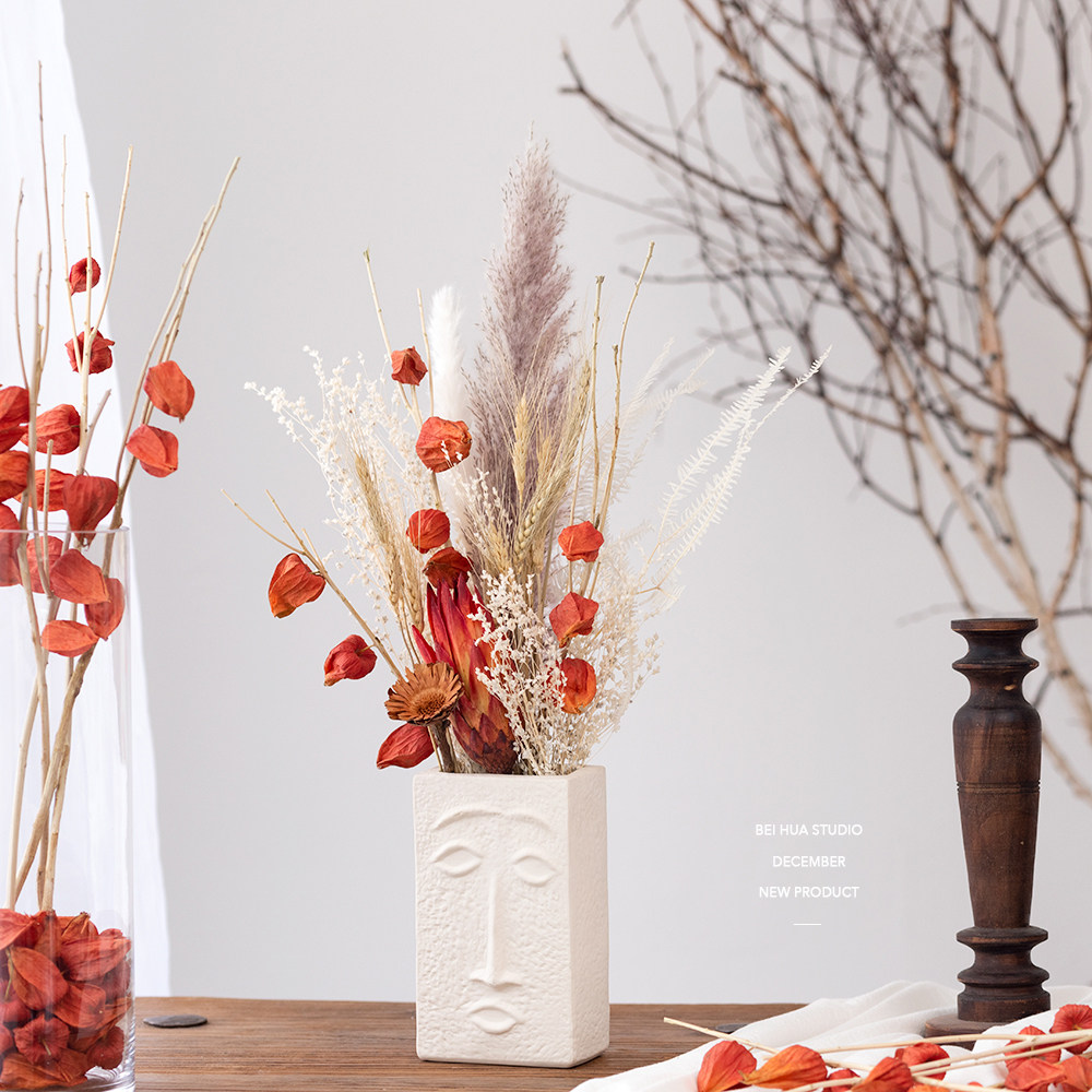 ins灯笼果手工干花花束红色新年年春节装饰花瓶干花