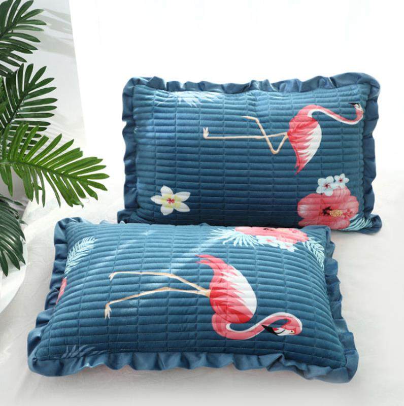 荷叶韩式枕头套枕巾蕾丝蕾丝花花边水晶绒夹加厚枕套