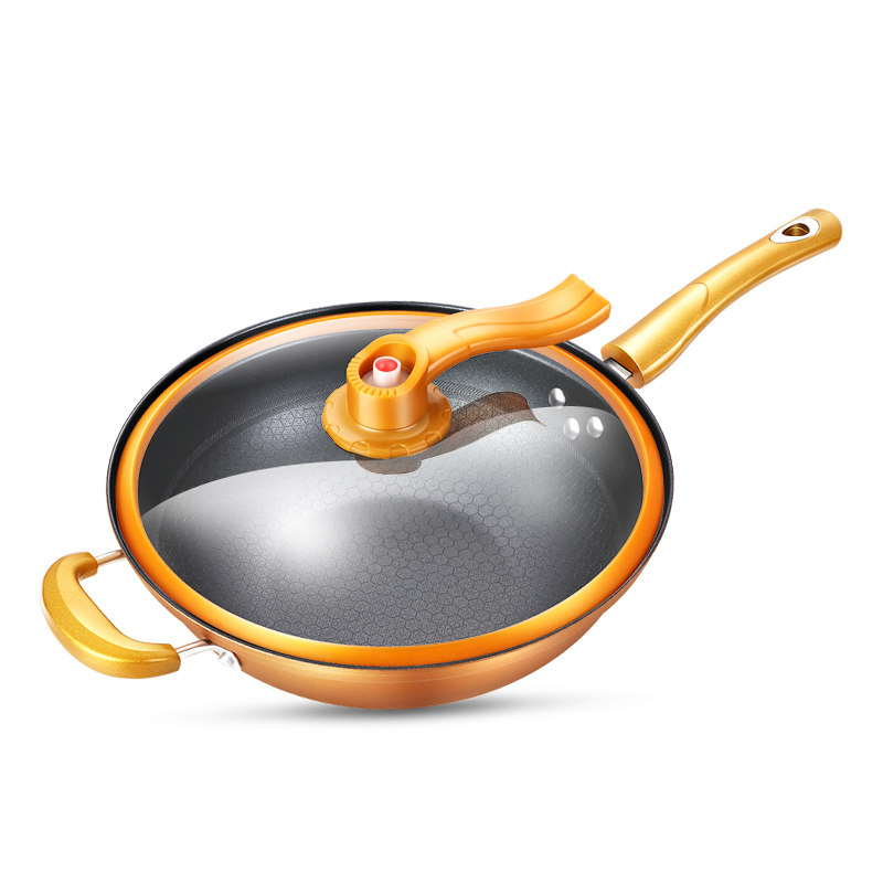 明爵麦饭石不粘锅炒锅家用炒菜锅电磁炉锅燃气灶适用铁锅平底锅具