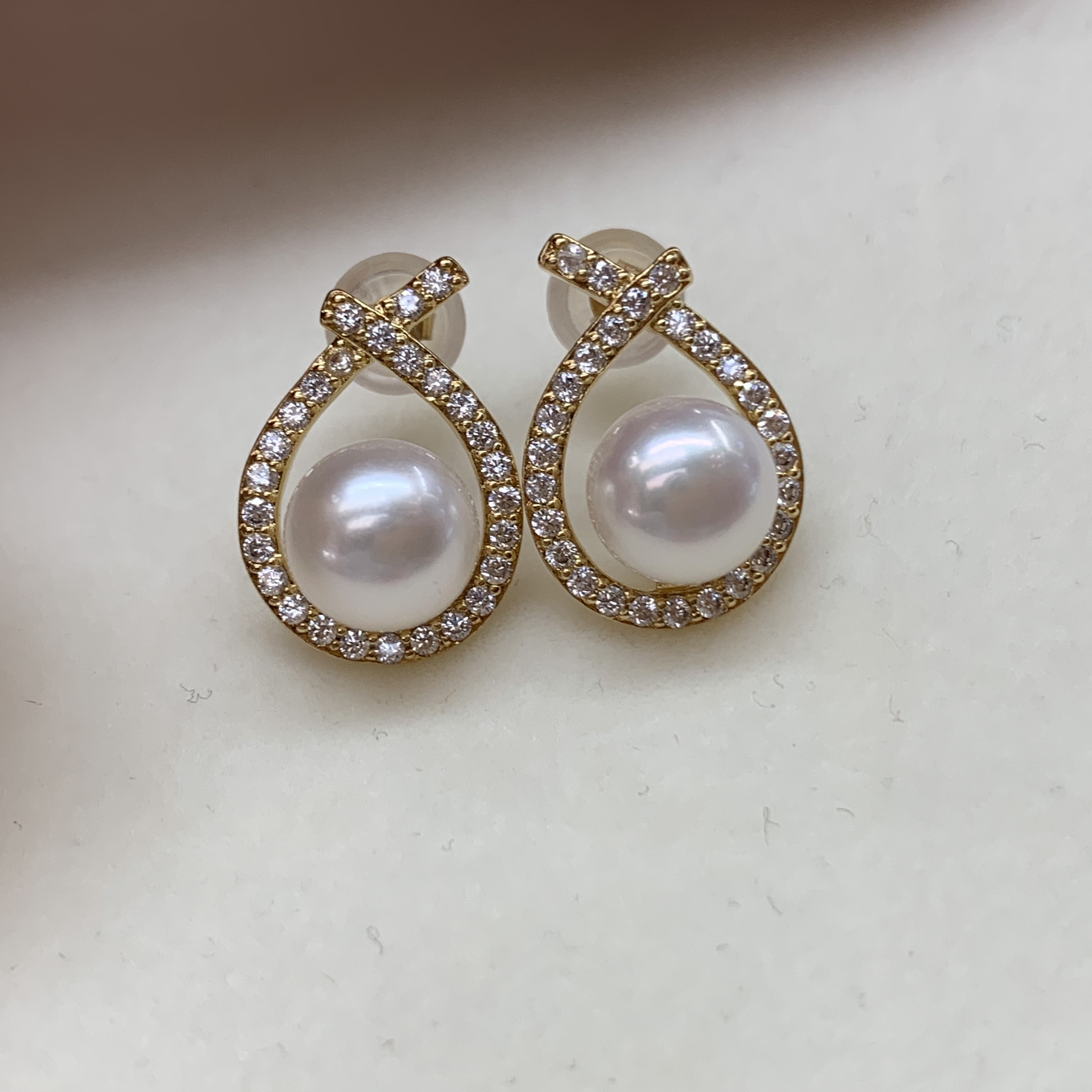 天然淡水极光珍珠耳钉人鱼椭圆形时尚耳饰