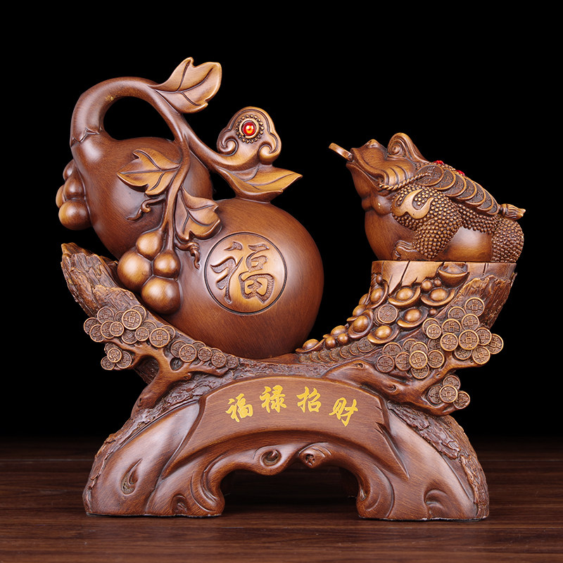 财源广进金蟾摆件白菜葫芦吉祥物客厅财位玄关摆件