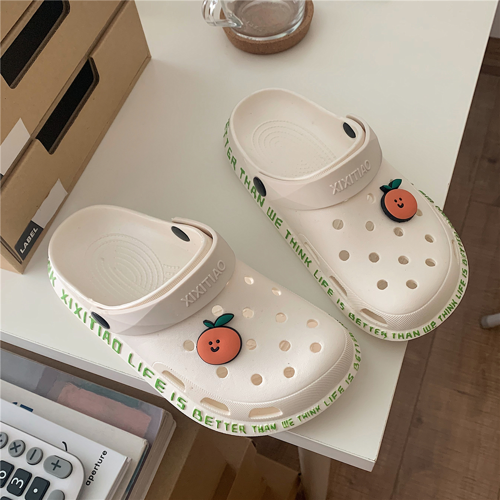 细细条 洞洞鞋女ins潮防滑厚底护士上班学生凉拖鞋夏情侣沙滩鞋男