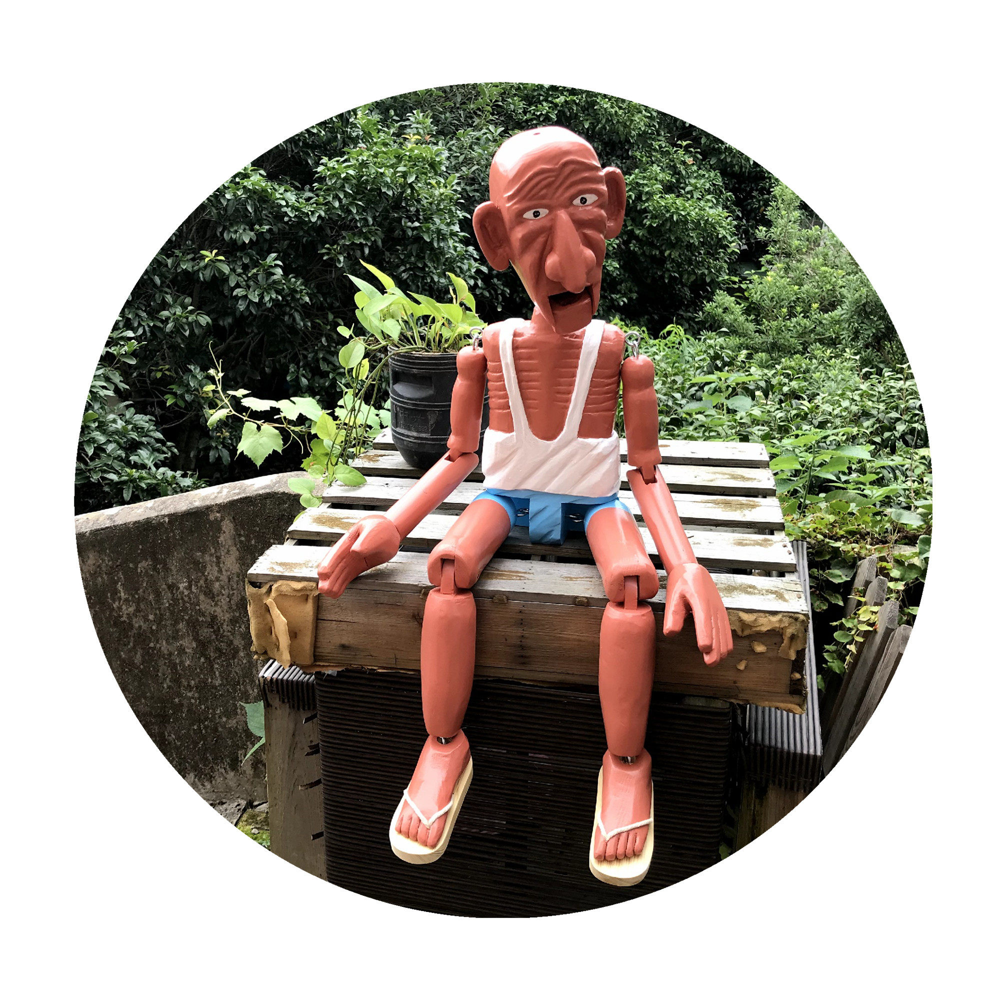 实木吊线关节木偶老爷爷玩具装饰摆件礼品人型木偶