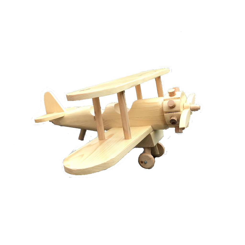 易居实木飞机木质模型手工复古双翼机摆件装饰飞机模型