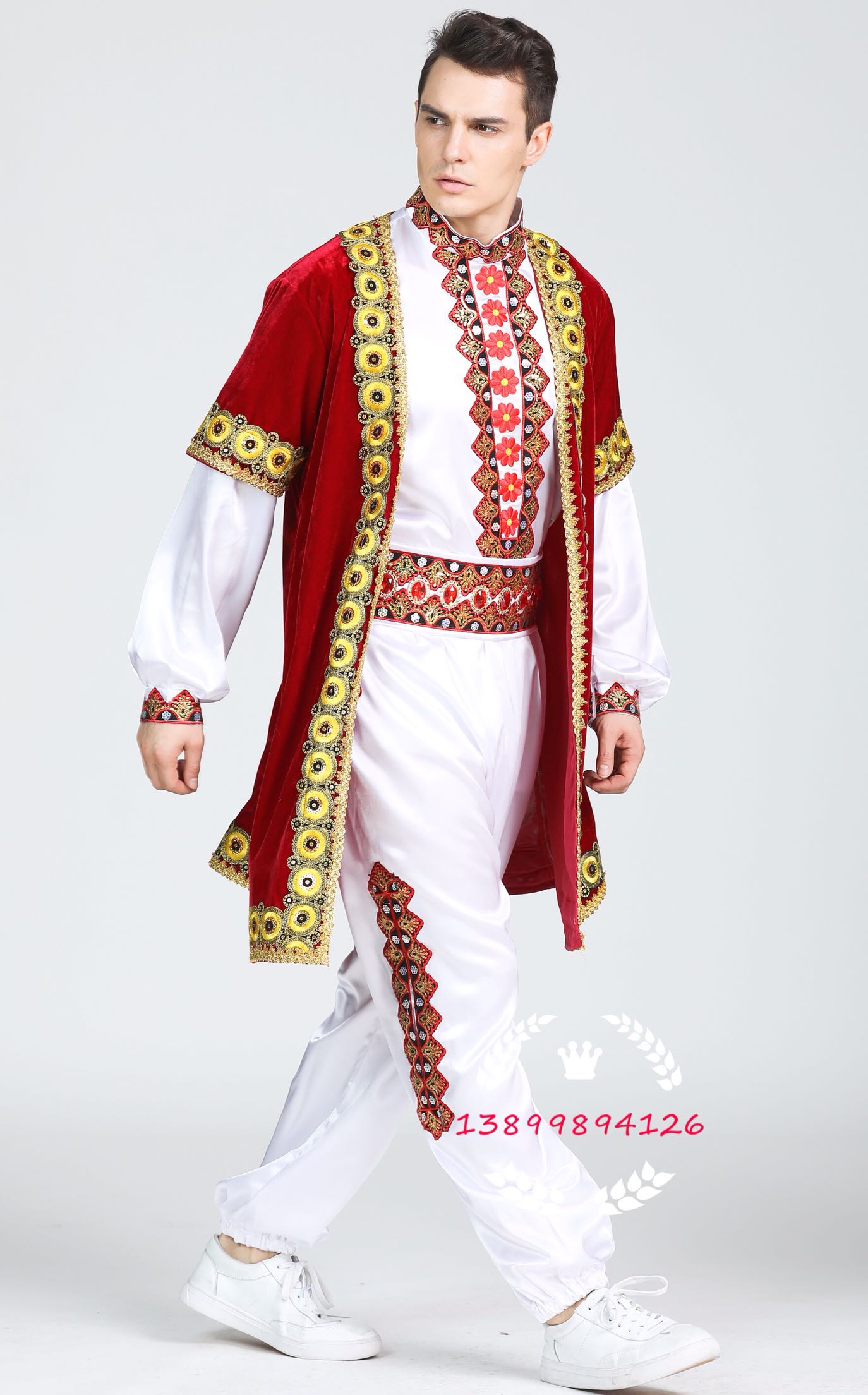 新疆男士长马甲民族服装哈萨克民族舞蹈服装演出服装维吾尔族衣服