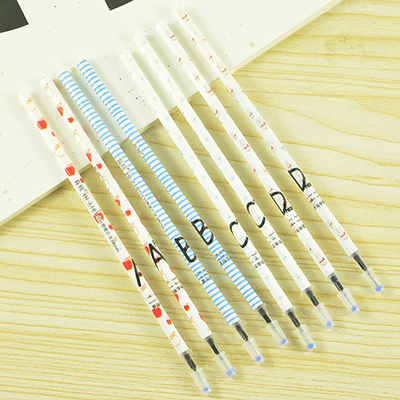 创意文具 小清新袋装中性笔笔芯0.38mm黑色蓝色针管水笔芯8支装