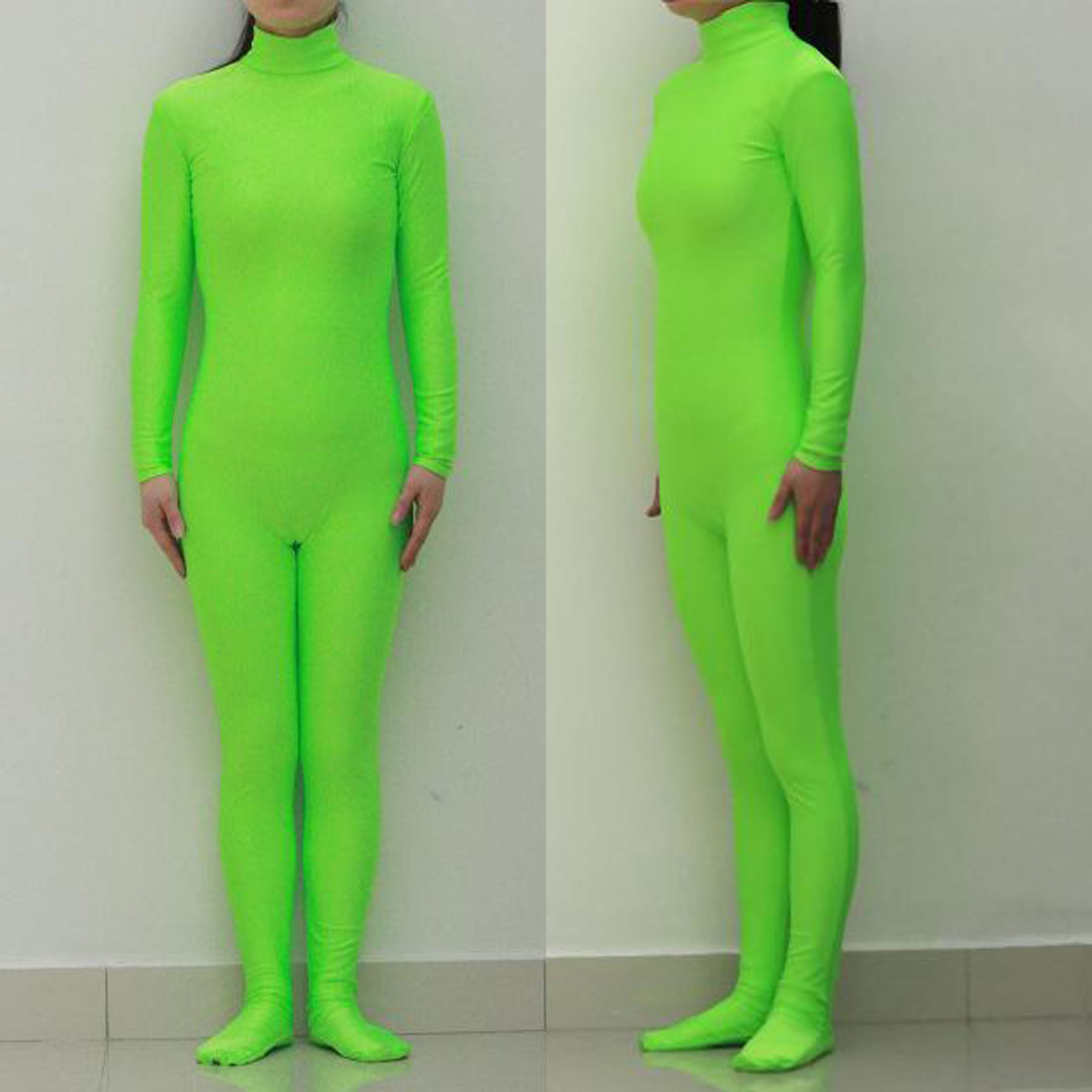 浅绿色莱卡连体衣美体紧身衣高弹塑身舞台表演打底民族服装