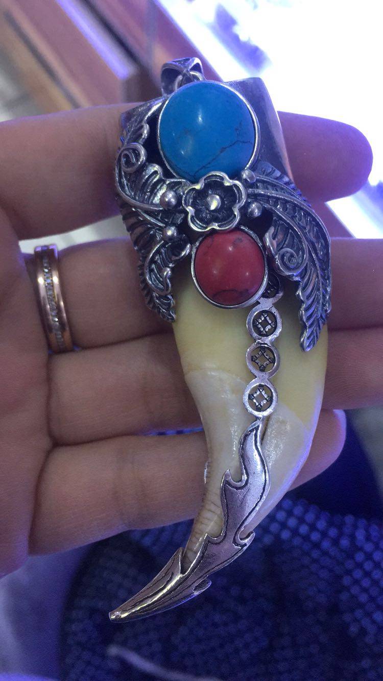 牙齿项链镶牙加工银套大牙镶嵌包银镶银吊坠项链