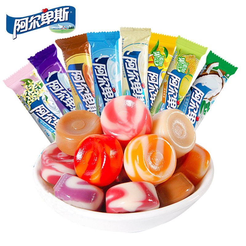 硬糖上海阿尔卑斯条糖21条盒装混合草莓果味儿童传统糖果
