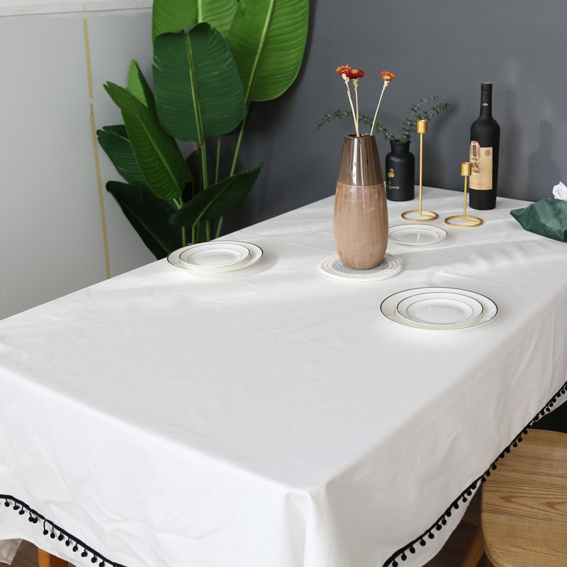 桌布纯白色防水茶几餐桌现代简约纯棉西餐厅防烫布艺桌布