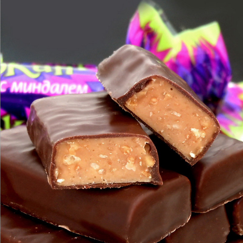 kdv紫皮糖500-1000g包邮俄罗斯进口kpokaht花生酥喜糖果仁巧克力