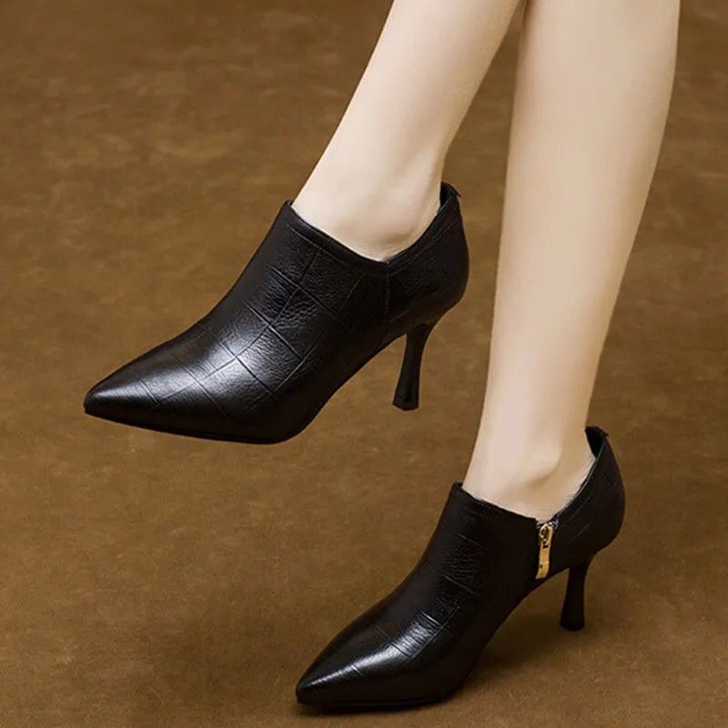 高跟鞋2021年新款春秋秋季尖头细跟深口单鞋软皮鞋单鞋