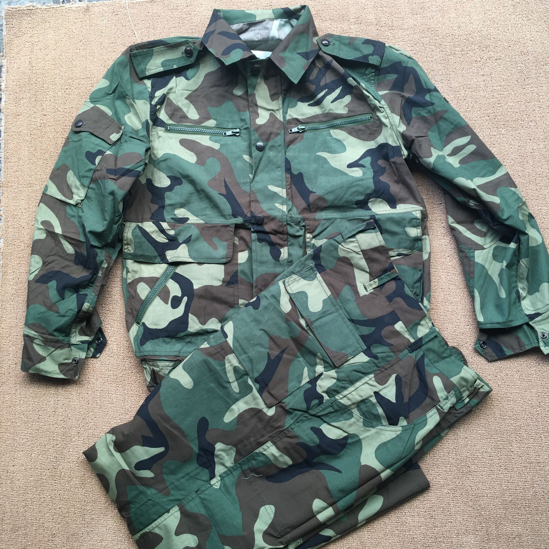 老款库存87式带屁兜工作服夹克式薄款夏季多兜大兜套装