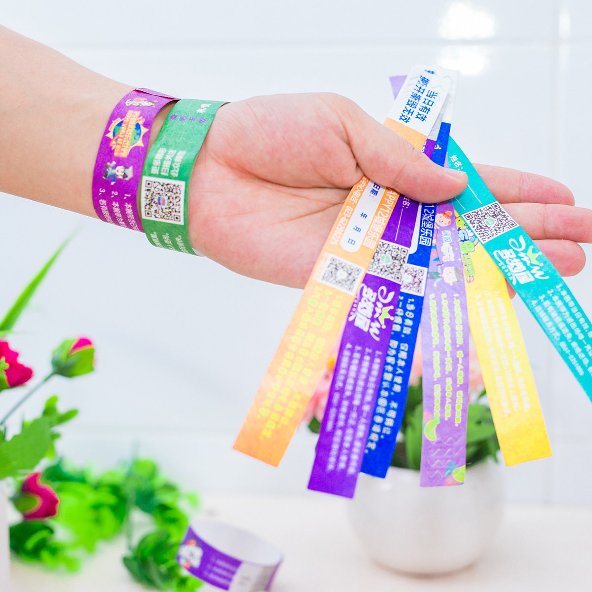 手绳硅胶定制一次性杜邦文化创意手环游乐园酒吧文化创意手环