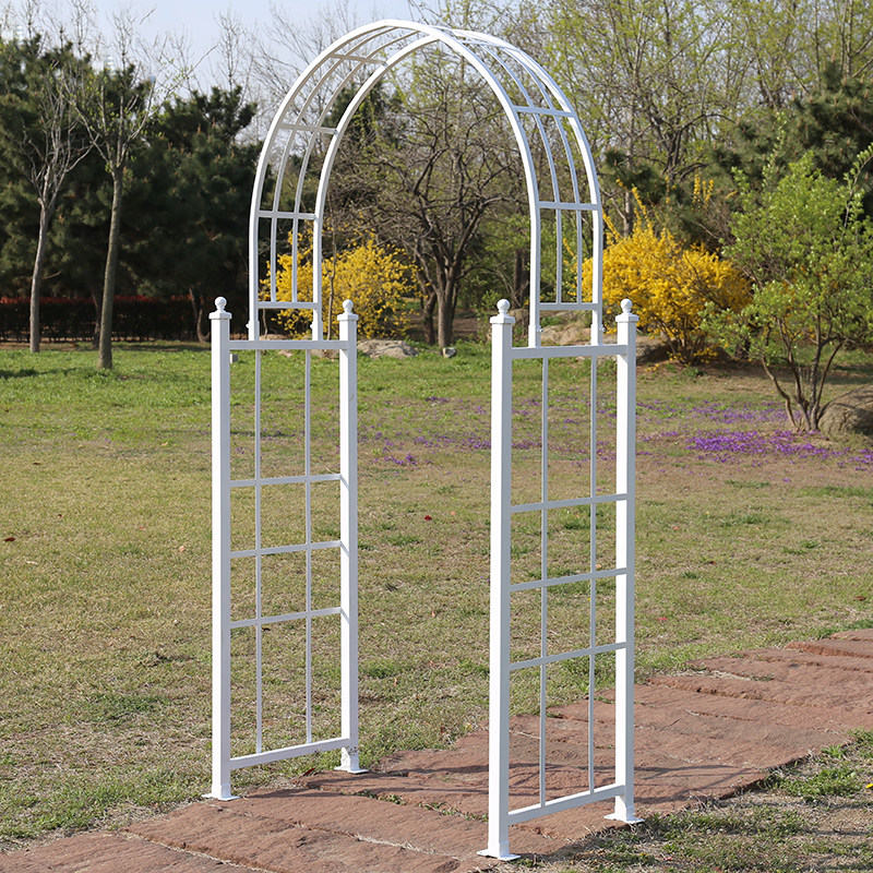 岛拉白色拱门花爬架花架复古庭院花园铁艺半圆形花架
