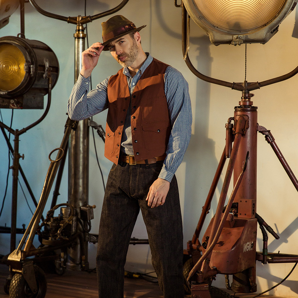 sbc 油蜡布轻复古猎装马甲 机能工装背心马甲男潮 多口袋宽松个性