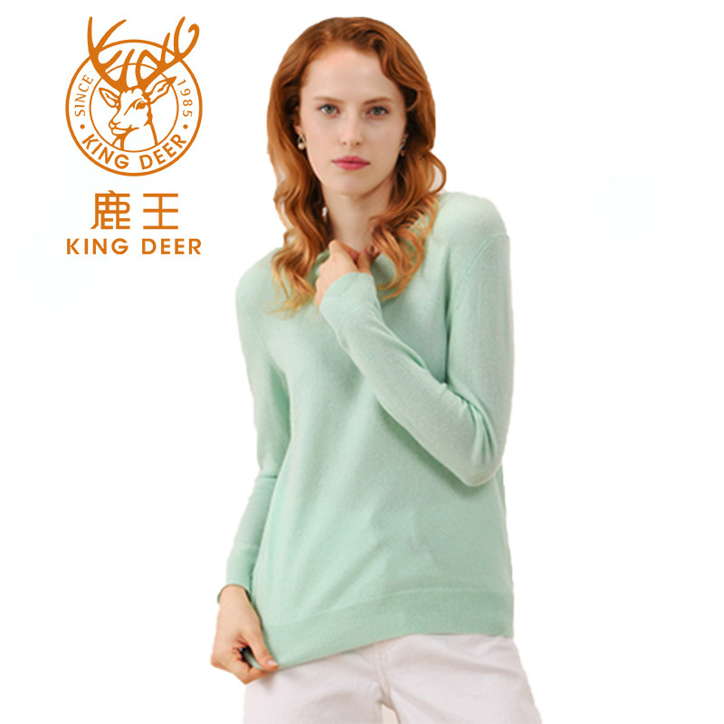 冬季新款鹿王羊绒衫套头纯色百搭保暖针织舒适毛衣